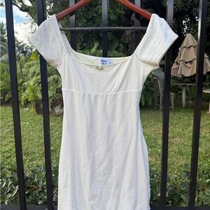 Princess Polly Cream Babydoll Dress - Size 4 / Small - Eyelet Cotton Mini